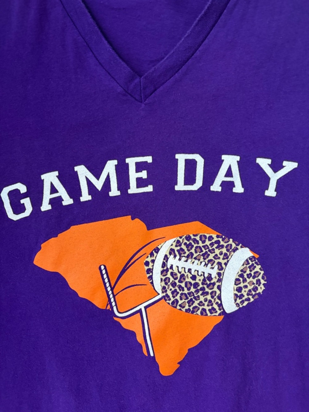 Bella Canvas Purple Tee with Orange State and Leopard Football